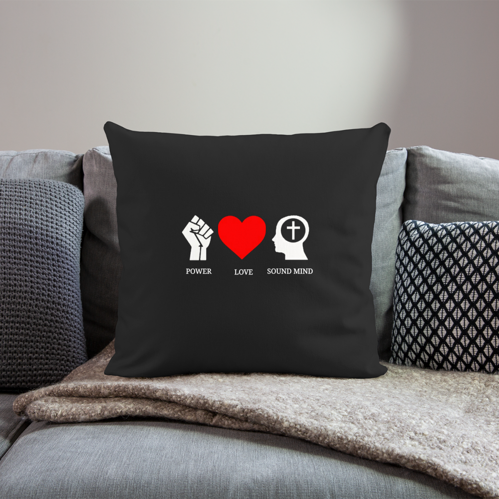 Power Love Sound Mind Throw Pillow - black