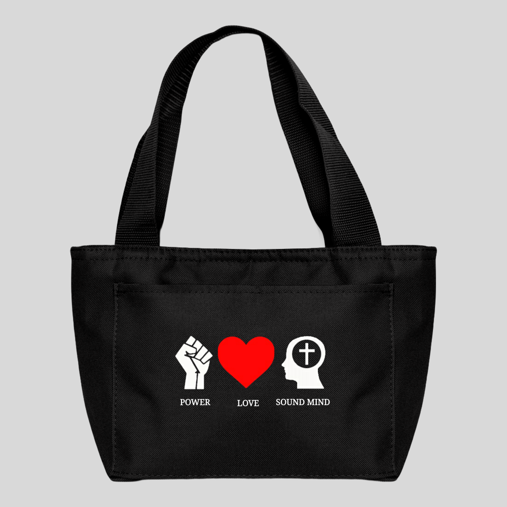 Power Love Sound Mind Lunch Bag - black