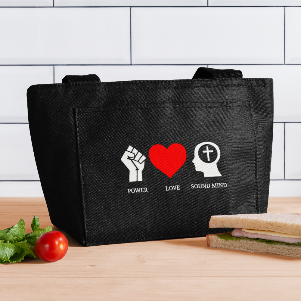 Power Love Sound Mind Lunch Bag - black