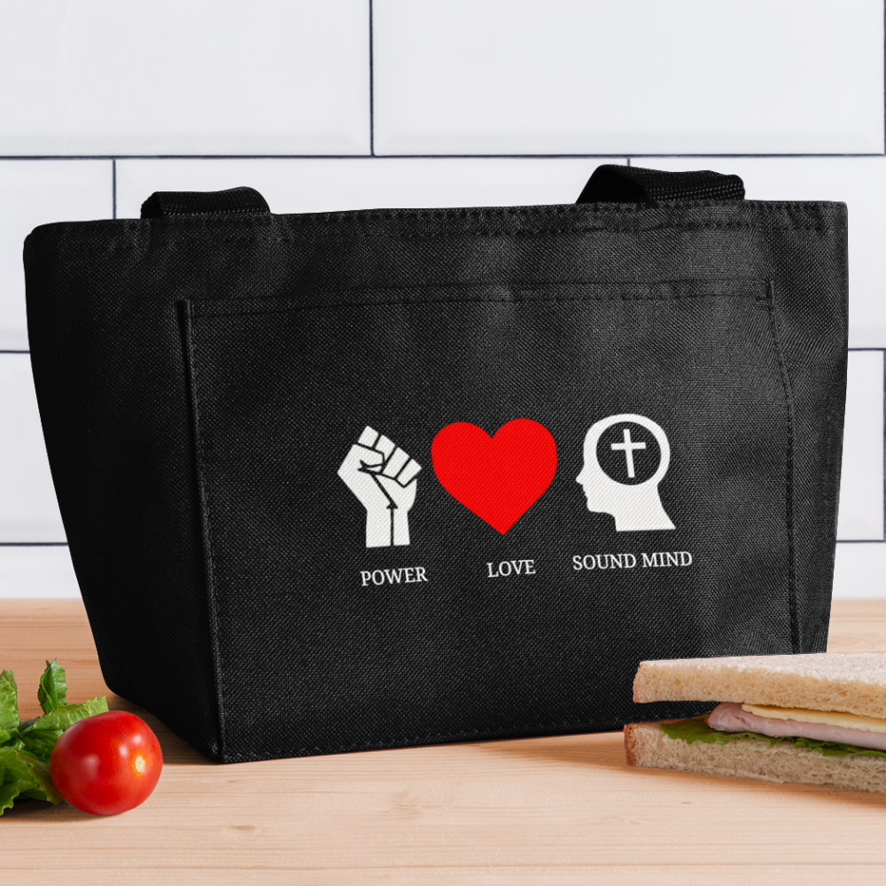 Power Love Sound Mind Lunch Bag - black