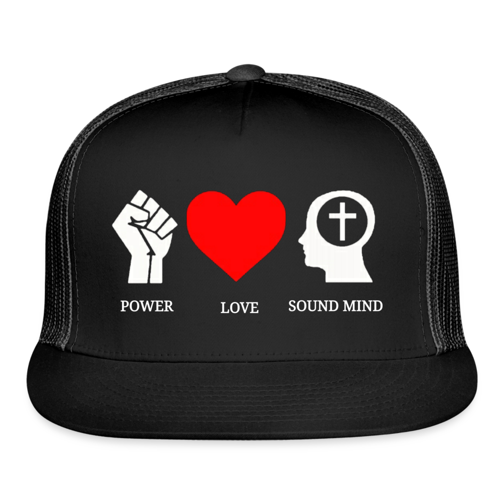 Power Love Sound Mind Trucker Cap - black/black