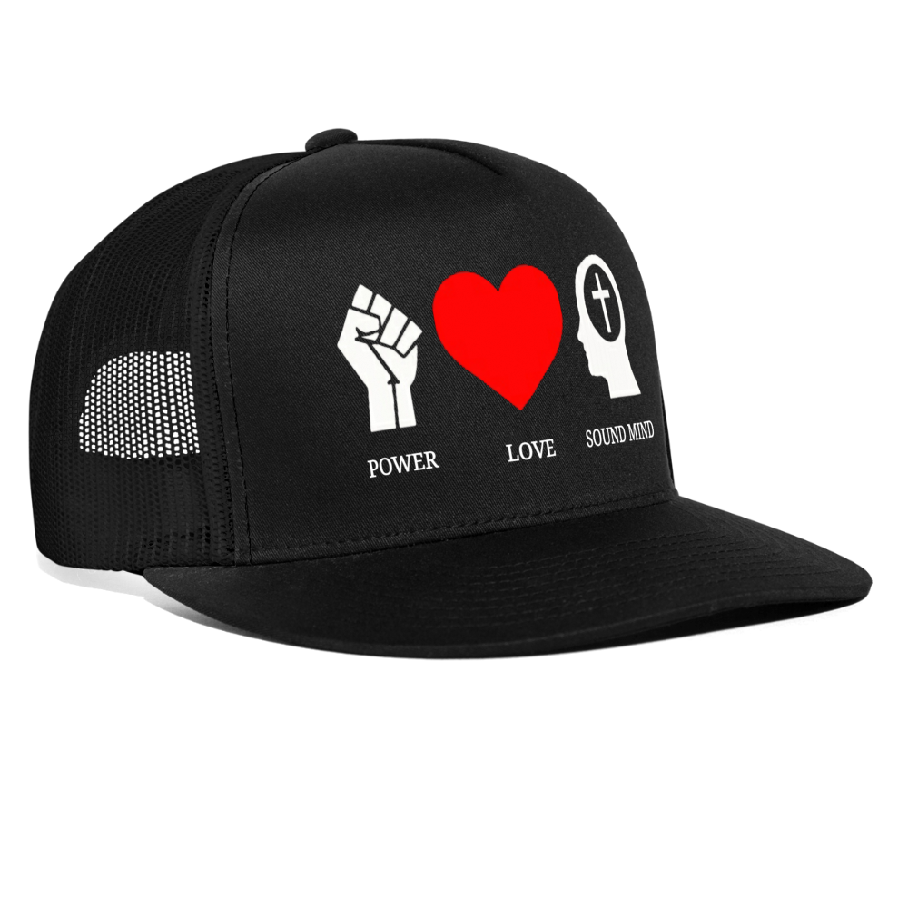 Power Love Sound Mind Trucker Cap - black/black