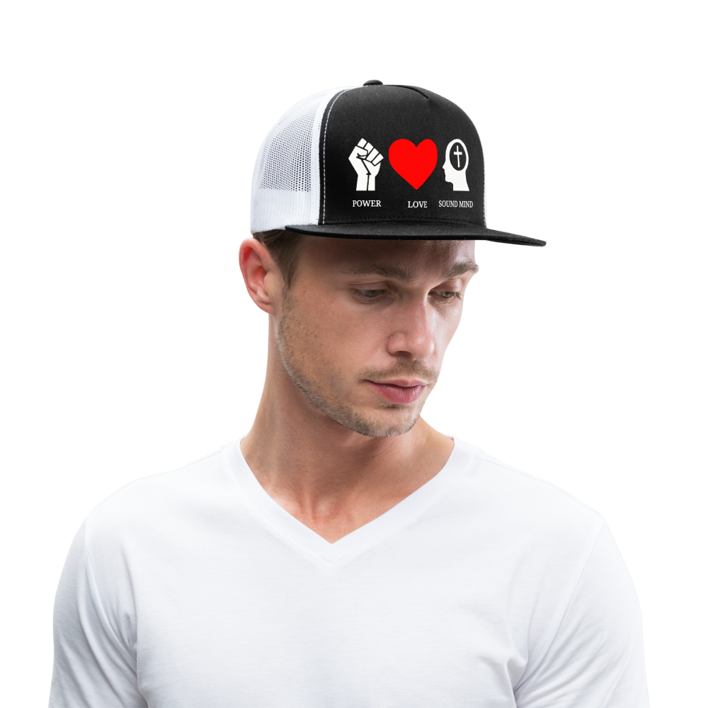 Power Love Sound Mind Trucker Cap - black/white