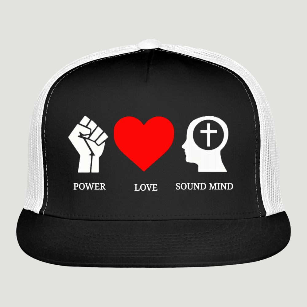 Power Love Sound Mind Trucker Cap - black/white