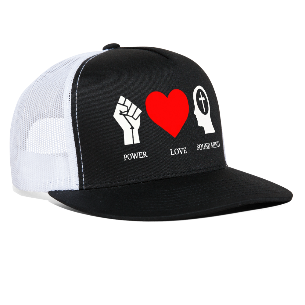 Power Love Sound Mind Trucker Cap - black/white