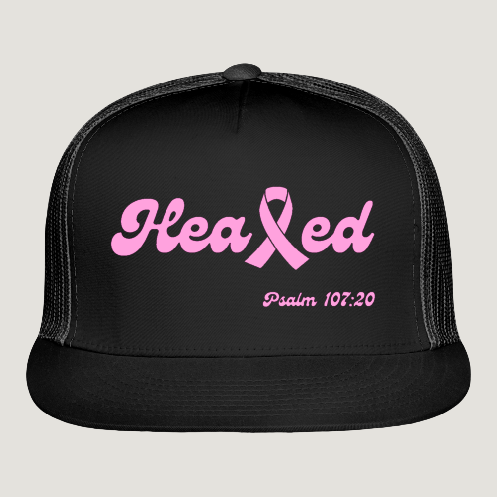 Healed Trucker Cap (Breast Cancer Awareness) - black/black