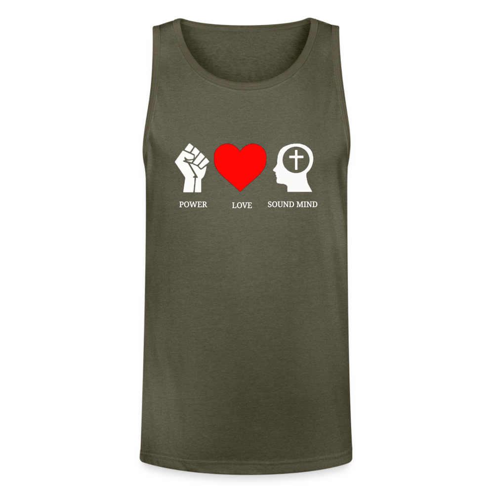 Power Love Sound Mind Men's Tank - heather olive