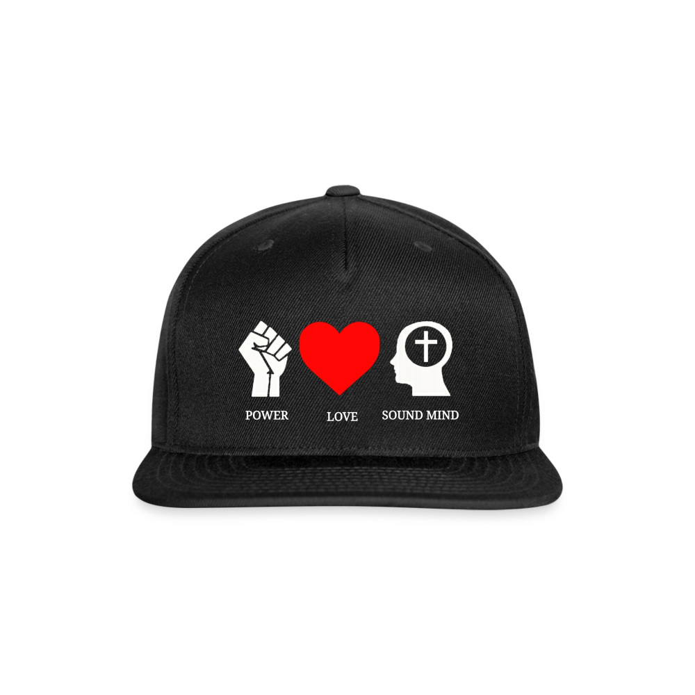 Power Love Sound Mind Snapback Cap - black